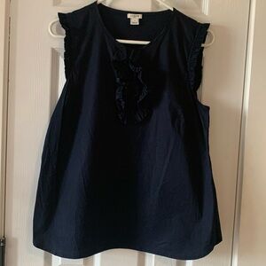 Navy, ruffled JCrew sleeveless top